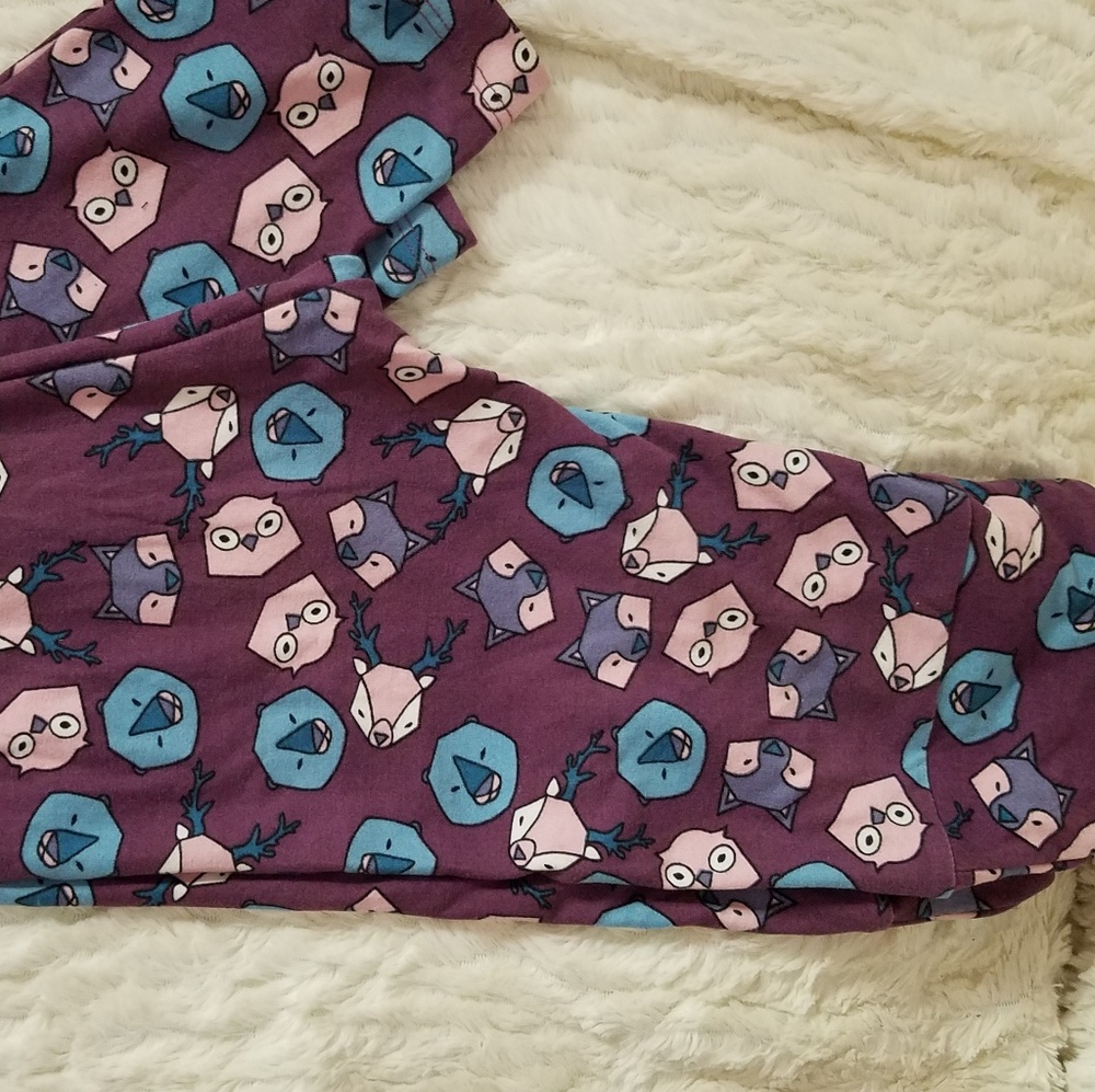 Lularoe Tween Purple Owl Leggings
